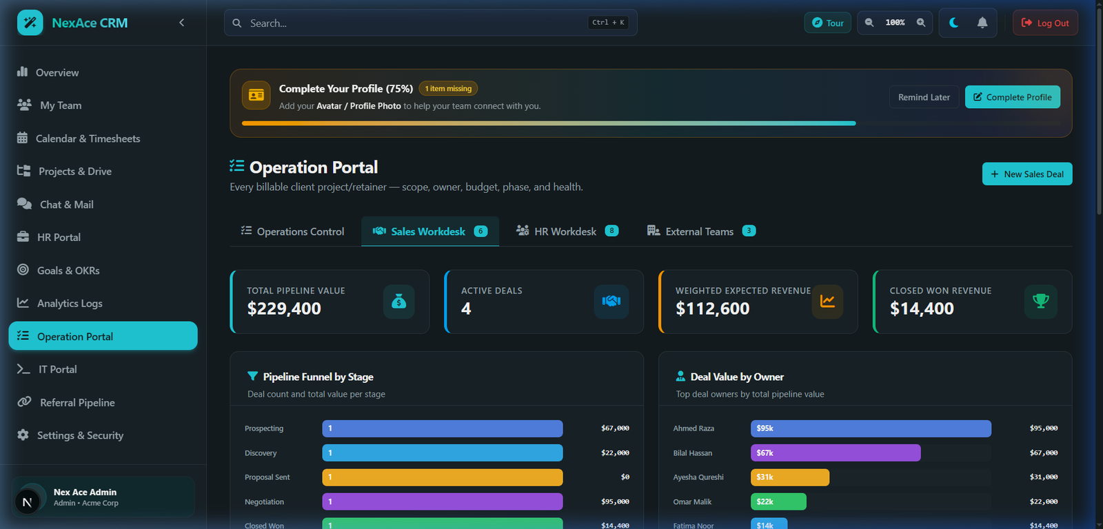 OPS Portal & Retainers Screenshot